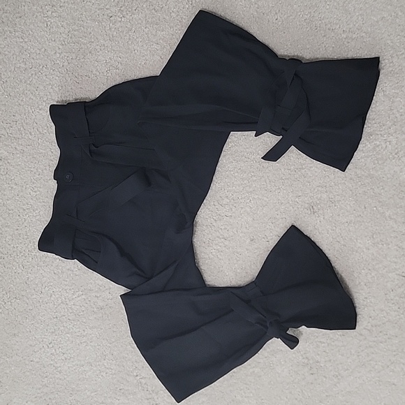 & Other Stories belted high rise tie bottom wool blend pants Sz 8 - Picture 2 of 10